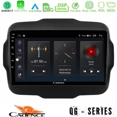 Cadence QG Series 8Core Android13 4+64GB Jeep Renegade 2015-2019 Navigation Multimedia Tablet 9"