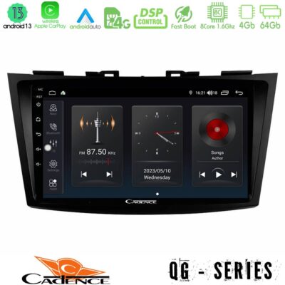 Cadence QG Series 8Core Android13 4+64GB Suzuki Swift 2011-2016 Navigation Multimedia Tablet 9"