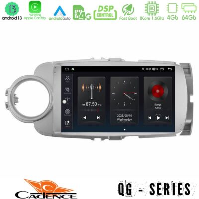 Cadence QG Series 8Core Android13 4+64GB Toyota Yaris Navigation Multimedia Tablet 9" (Μαύρο Χρώμα)