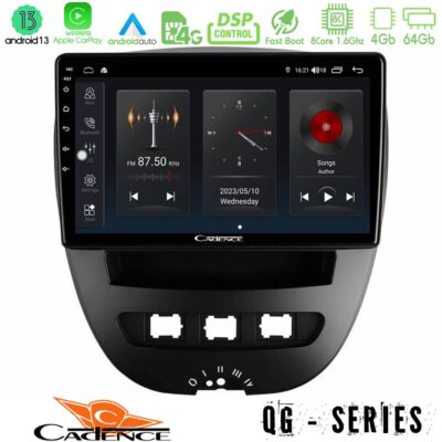 Cadence QG Series 8Core Android13 4+64GB Toyota Aygo/Citroen C1/Peugeot 107 Navigation Multimedia Tablet 10"