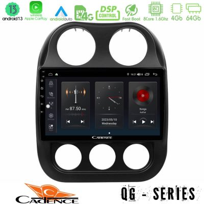 Cadence QG Series 8Core Android13 4+64GB Jeep Compass 2010-2016 Navigation Multimedia Tablet 10"