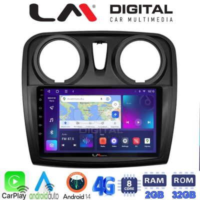 LM Digital - LM ZR8457 GPS Οθόνη OEM Multimedia Αυτοκινήτου για Dacia Santero 2012 > 2019 (CarPlay/AndroidAuto/BT/GPS/WIFI/GPRS)