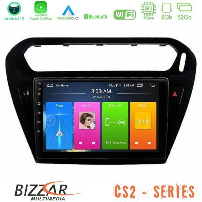 Bizzar CS2 Series 4Core Android14 2+32GB Citroen C-Elysee / Peugeot 301 Navigation Multimedia Tablet 9" Με Carplay & Android Auto (Μαύρο))