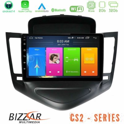 Bizzar CS2 Series 4Core Android14 2+32GB    Chevrolet Cruze 2009-2012 Navigation Multimedia Tablet 9"  Με Carplay & Android Auto (Μαύρο)