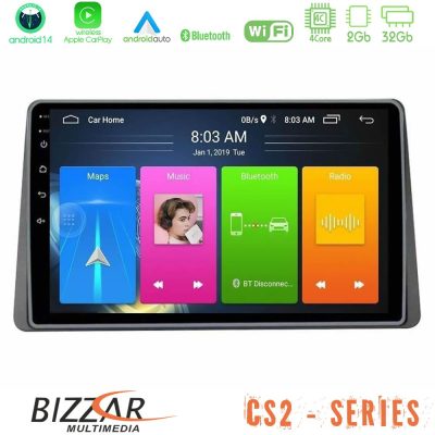 Bizzar CS2 Series 4Core Android14 2+32GB Dacia Duster 2019-> Navigation Multimedia Tablet 9" Με Carplay & Android Auto