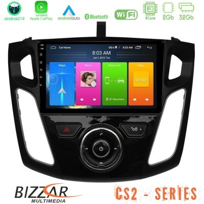 Bizzar CS2 Series 4Core Android14 2+32GB Ford Focus 2012-2018 Navigation Multimedia Tablet 9" Με Carplay & Android Auto