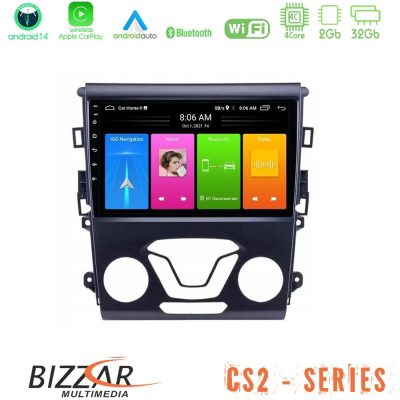Bizzar CS2 Series 4Core Android14 2+32GB Ford Mondeo 2014-2017 Navigation Multimedia Tablet 9" Με Carplay & Android Auto