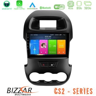 Bizzar CS2 Series 4Core Android14 2+32GB Ford Ranger 2012-2016 Navigation Multimedia Tablet 9" Με Carplay & Android Auto