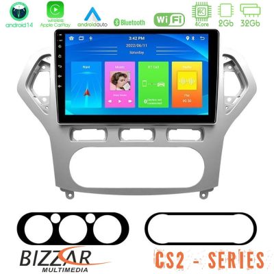 Bizzar CS2 Series 4Core Android14 2+32GB Ford Mondeo 2007-2010 AUTO A/C Navigation Multimedia Tablet 9" Με Carplay & Android Auto