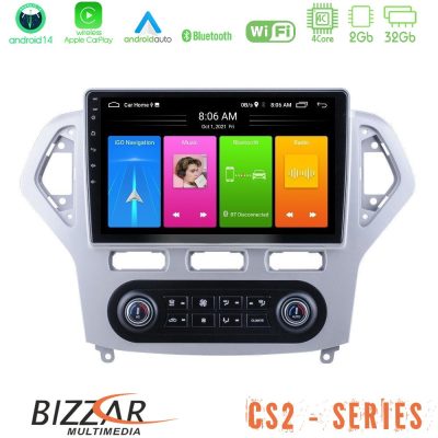 Bizzar CS2 Series 4Core Android14 2+32GB Ford Mondeo 2007-2011 (Auto A/C) Navigation Multimedia Tablet 9" Με Carplay & Android Auto