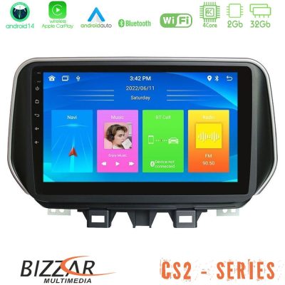 Bizzar CS2 Series 4Core Android14 2+32GB Hyundai Tucson 2019-> Navigation Multimedia Tablet 9" Με Carplay & Android Auto