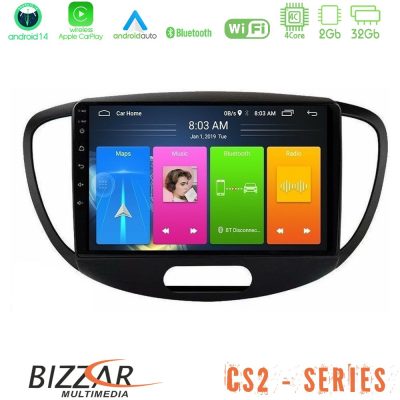 Bizzar CS2 Series 4Core Android14 2+32GB Hyundai i10 2008-2014 Navigation Multimedia Tablet 9" Με Carplay & Android Auto