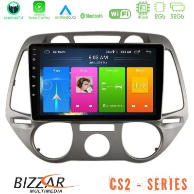 Bizzar CS2 Series 4Core Android14 2+32GB Hyundai i20 2009-2012 Manual A/C Navigation Multimedia Tablet 9" Με Carplay & Android Auto