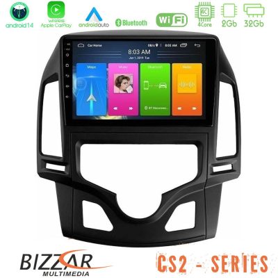 Bizzar CS2 Series 4Core Android14 2+32GB Hyundai i30 2007-2012 Auto A/C Navigation Multimedia Tablet 9" Με Carplay & Android Auto