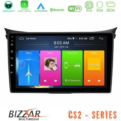 Bizzar CS2 Series 4Core Android14 2+32GB Hyundai i30 2012-2017 Navigation Multimedia Tablet 9" Με Carplay & Android Auto