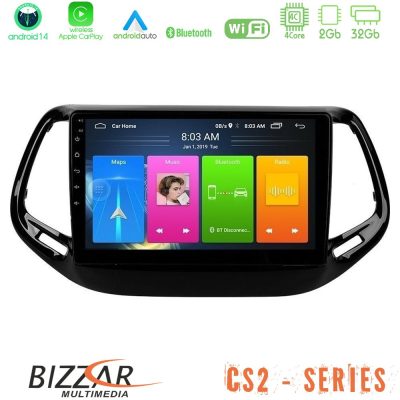 Bizzar CS2 Series 4Core Android14 2+32GB Jeep Compass 2017> Navigation Multimedia Tablet 10" Με Carplay & Android Auto