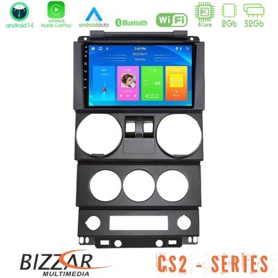 Bizzar CS2 Series 4Core Android14 2+32GB Jeep Wrangler 2Door 2008-2010 Navigation Multimedia Tablet 9" Με Carplay & Android Auto