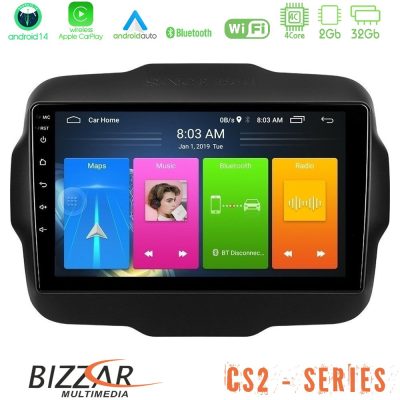 Bizzar CS2 Series 4Core Android14 2+32GB Jeep Renegade 2015-2019 Navigation Multimedia Tablet 9" Με Carplay & Android Auto