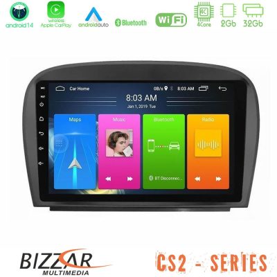Bizzar CS2 Series 4Core Android14 2+32GB Mercedes SL Class 2005-2011 Navigation Multimedia Tablet 9" Με Carplay & Android Auto