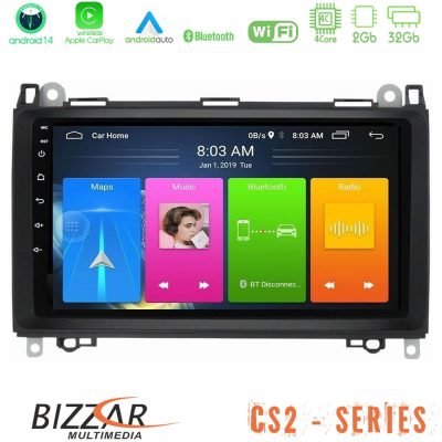 Bizzar CS2 Series 4Core Android14 2+32GB Mercedes A/B/Vito/Sprinter Class Navigation Multimedia Tablet 9" Με Carplay & Android Auto