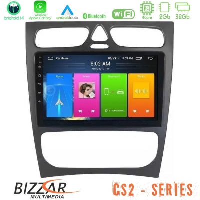 Bizzar CS2 Series 4Core Android14 2+32GB Mercedes C Class (W203) Navigation Multimedia Tablet 9" Με Carplay & Android Auto