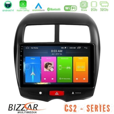 Bizzar CS2 Series 4Core Android14 2+32GB Mitsubishi ASX Navigation Multimedia Tablet 10" Με Carplay & Android Auto