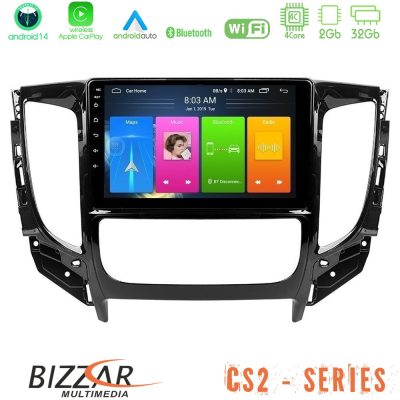 Bizzar CS2 Series 4Core Android14 2+32GB Mitsubishi L200 2016-> & Fiat Fullback (Auto A/C) Navigation Multimedia Tablet 9" Με Carplay & Android Auto