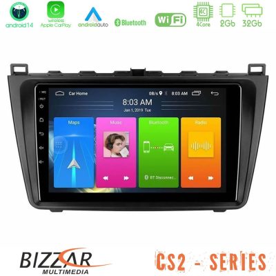 Bizzar CS2 Series 4Core Android14 2+32GB Mazda 6 2008-2012 Navigation Multimedia Tablet 9" Με Carplay & Android Auto