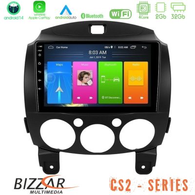Bizzar CS2 Series 4Core Android14 2+32GB Mazda 2 2008-2014 Navigation Multimedia Tablet 9" Με Carplay & Android Auto