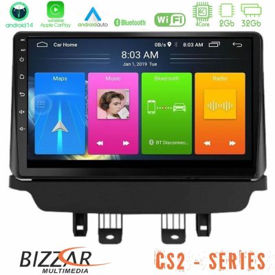 Bizzar CS2 Series 4Core Android14 2+32GB Mazda 2 2014-2021 Navigation Multimedia Tablet 9"  Με Carplay & Android Auto