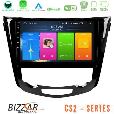 Bizzar CS2 Series 4Core Android14 2+32GB Nissan Qashqai J11 (AUTO A/C) Navigation Multimedia Tablet 10" Με Carplay & Android Auto