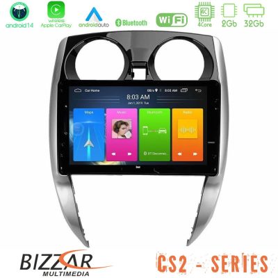 Bizzar CS2 Series 4Core Android14 2+32GB Nissan Note 2013-2018 Navigation Multimedia Tablet 10" Με Carplay & Android Auto