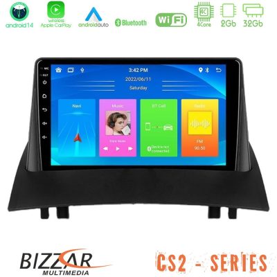 Bizzar CS2 Series 4Core Android14 2+32GB Renault Megane 2 2002-2008 Navigation Multimedia Tablet 9" Με Carplay & Android Auto