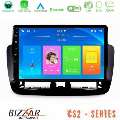 Bizzar CS2 Series 4Core Android14 2+32GB Seat Ibiza 2012-2015 Navigation Multimedia Tablet 9" Με Carplay & Android Auto (Piano Black)