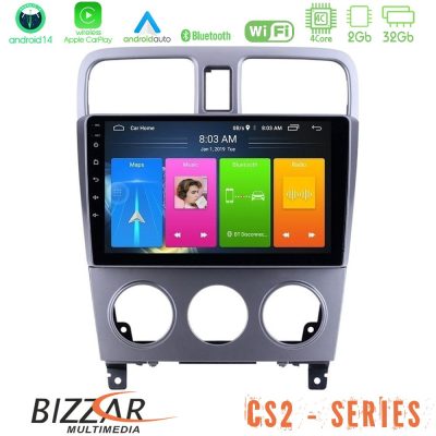 Bizzar CS2 Series 4Core Android14 2+32GB Subaru Forester 2003-2007 Navigation Multimedia Tablet 9" Με Carplay & Android Auto