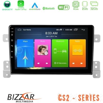 Bizzar CS2 Series 4Core Android14 2+32GB Suzuki Grand Vitara Navigation Multimedia Tablet 9" Με Carplay & Android Auto