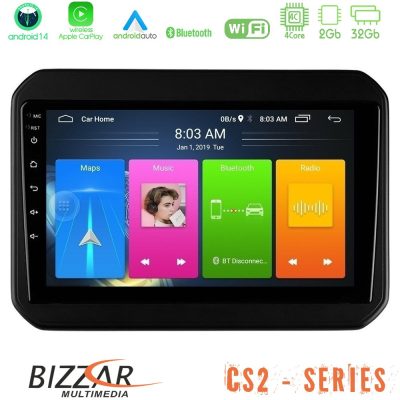 Bizzar CS2 Series 4Core Android14 2+32GB Suzuki Ignis Navigation Multimedia Tablet 9" Με Carplay & Android Auto