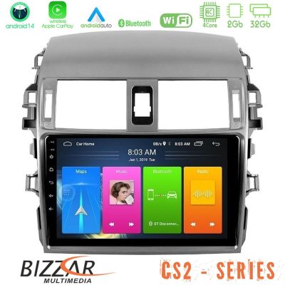 Bizzar CS2 Series 4Core Android14 2+32GB Toyota Corolla 2008-2010 Navigation Multimedia Tablet 9" Με Carplay & Android Auto
