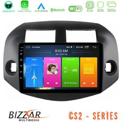 Bizzar CS2 Series 4Core Android14 2+32GB Toyota Rav4 2006-2012 Navigation Multimedia Tablet 10" Με Carplay & Android Auto