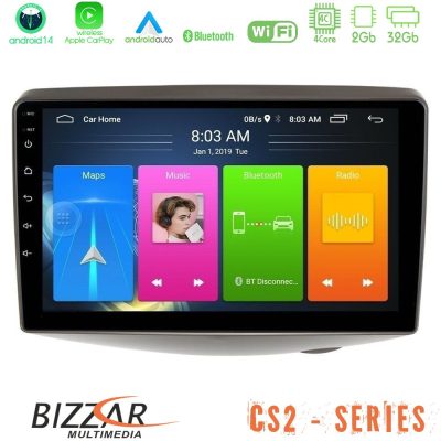 Bizzar CS2 Series 4Core Android14 2+32GB Toyota Yaris 1999 - 2006 Navigation Multimedia Tablet 9" Με Carplay & Android Auto
