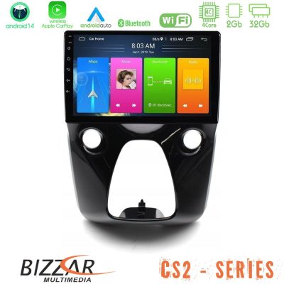Bizzar CS2 Series 4Core Android14 2+32GB Toyota Aygo | Citroen C1 | Peugeot 108 Navigation Multimedia 10" Με Carplay & Android Auto