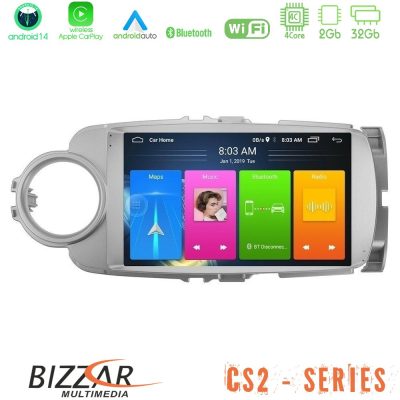 Bizzar CS2 Series 4Core Android14 2+32GB Toyota Yaris Navigation Multimedia Tablet 9" Με Carplay & Android Auto