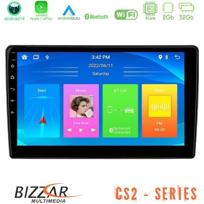 Bizzar CS2 Series 4Core Android14 2+32GB Toyota Yaris 1999 - 2006 Navigation Multimedia Tablet 9"  Με Carplay & Android Auto