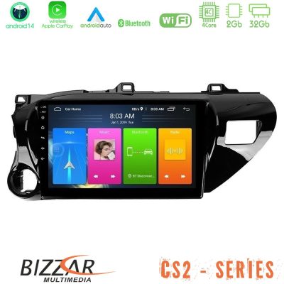 Bizzar CS2 Series 4Core Android14 2+32GB Toyota Hilux 2017-2021 Navigation Multimedia Tablet 10" Με Carplay & Android Auto