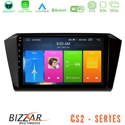 Bizzar CS2 Series 4Core Android14 2+32GB VW Passat Navigation Multimedia Tablet 10" Με Carplay & Android Auto