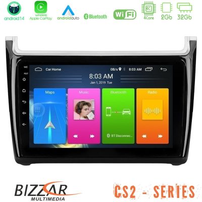 Bizzar CS2 Series 4Core Android14 2+32GB Vw Polo Navigation Multimedia Tablet 9" Με Carplay & Android Auto