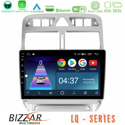 Bizzar LQ Series 4Core Android14 2+32GB Peugeot 307 2002-2008 Navigation Multimedia Tablet 9" Με Carplay & Android Auto