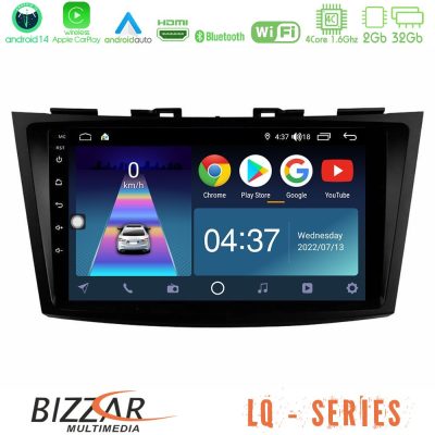 Bizzar LQ Series 4Core Android14 2+32GB Suzuki Swift 2011-2016 Navigation Multimedia Tablet 9" Με Carplay & Android Auto
