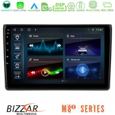 Bizzar M8² Series 8Core Android14 4+32GB  Audi A4 B7 Navigation Multimedia Tablet 9" Με Carplay & Android Auto