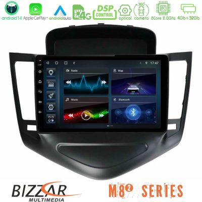 Bizzar M8² Series 8Core Android14 4+32GB     Chevrolet Cruze 2009-2012 Navigation Multimedia Tablet 9"  Με Carplay & Android Auto (Μαύρο)